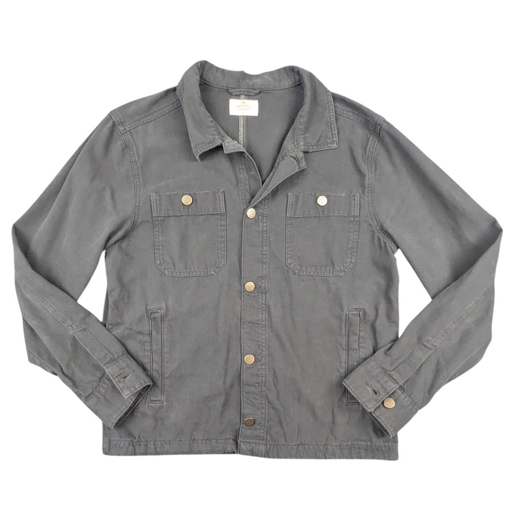Marine Layer Mens Small‎ Gray Cotton Rugged Chore Jacket Button Front Utility